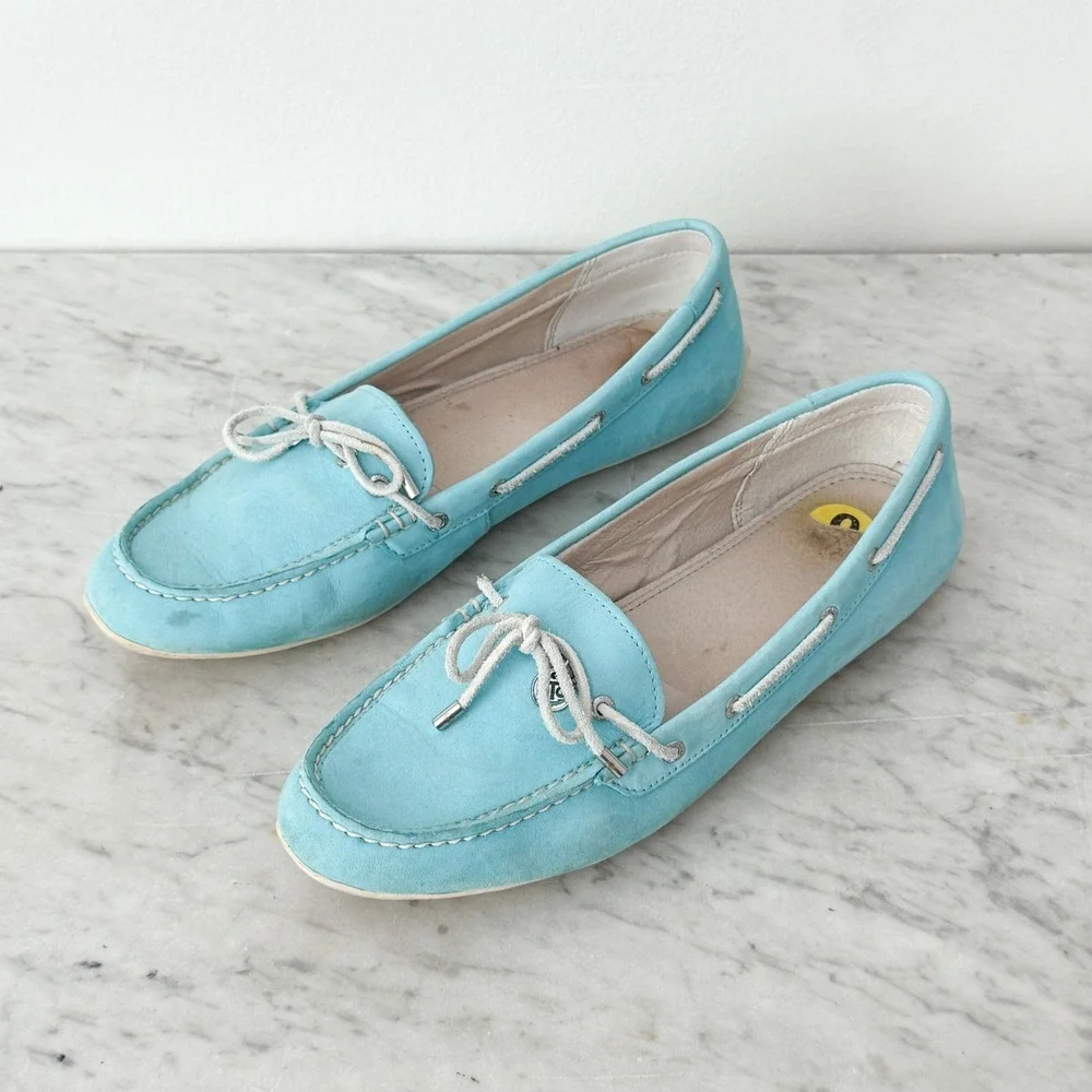 Coastal Preppy Sperry Top-Sider Driving Loafers 9M Blue Leather Moc Toe Slip On